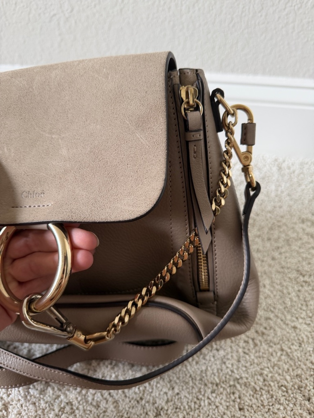 Chloé Taupe Leather & Suede backpack with Gold Hardware - Picture 5 of 10